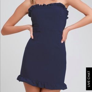 Navy blue strapless dress